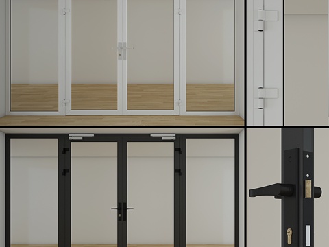  双扇玻璃门3d模型 