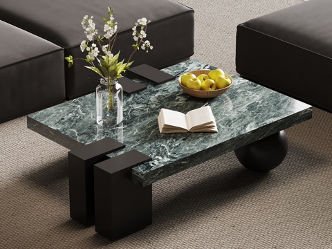  现代意式茶几 大理石茶几3d模型 