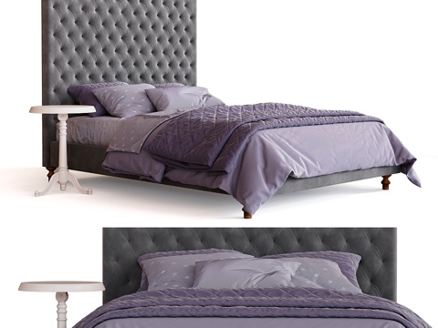  TARYN绗缝床 - 橡木款3d模型 