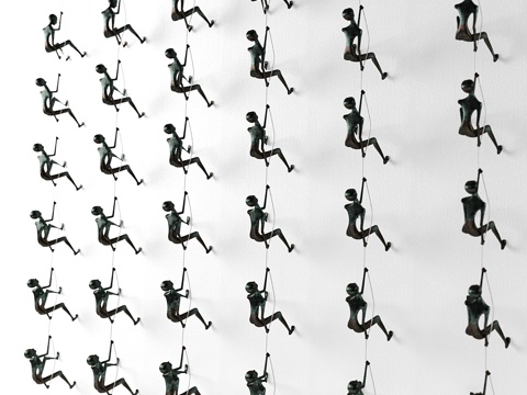  攀岩人墙雕塑3d模型 