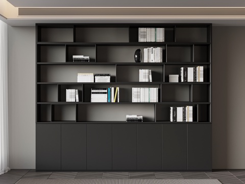 现代意式书柜su模型