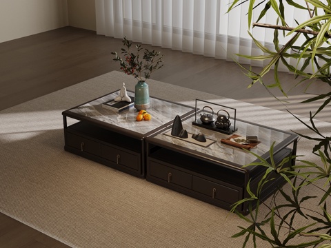  新中式茶几 方形茶几3d模型 