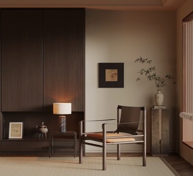  新中式休闲椅 沙发椅3d模型 