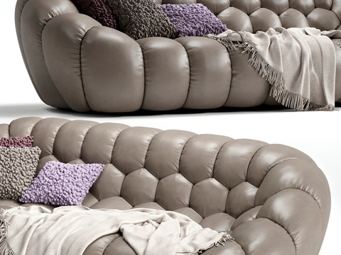  泡泡皮革沙发4座 罗奇波波3d模型 