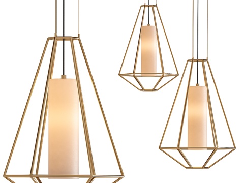  剪影单灯金箔吊灯3d模型 