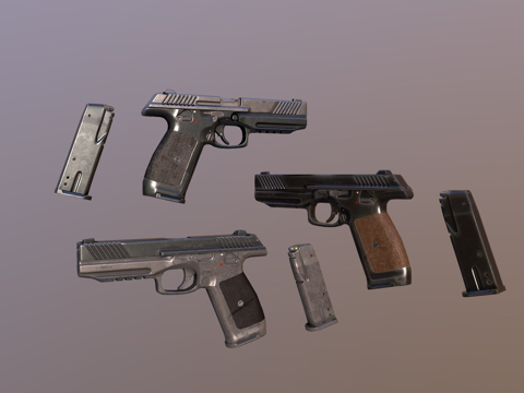  手枪3号3d模型 