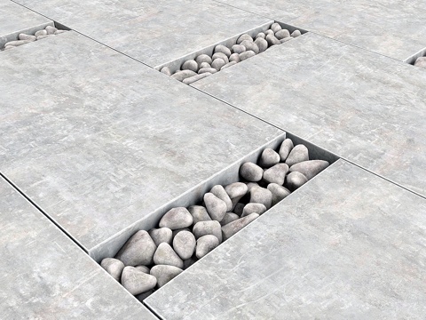  鹅卵石铺路石    鹅卵石铺路板3d模型 