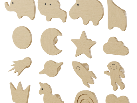  现代北欧儿童家具把手 墙挂3d模型 