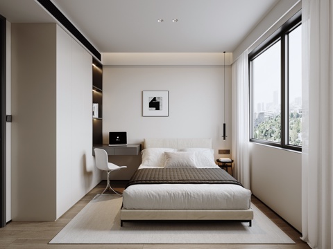 现代黑白灰卧室su模型