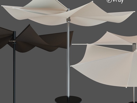  圆形花园遮阳伞3d模型 