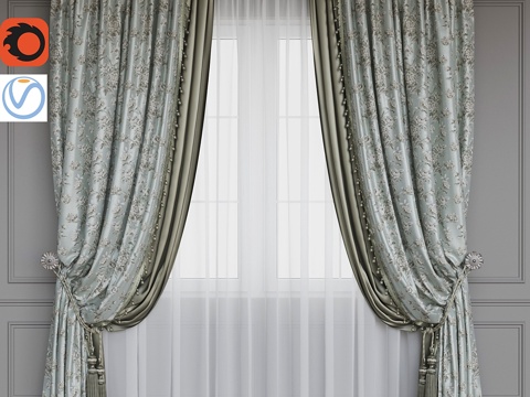  罗马帘2.8 绿花23d模型 