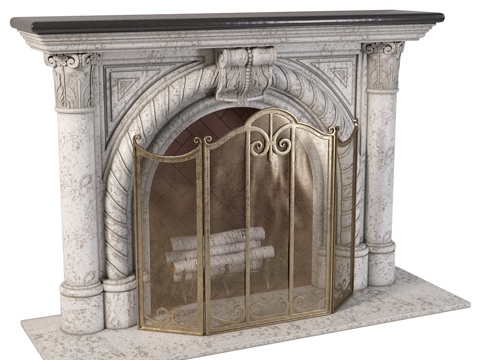  绳边壁炉架3d模型 