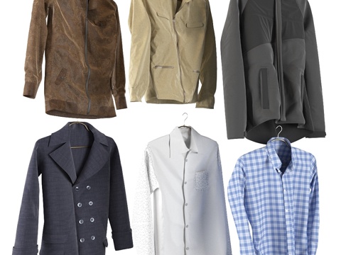  男士衣橱中的服装3d模型 