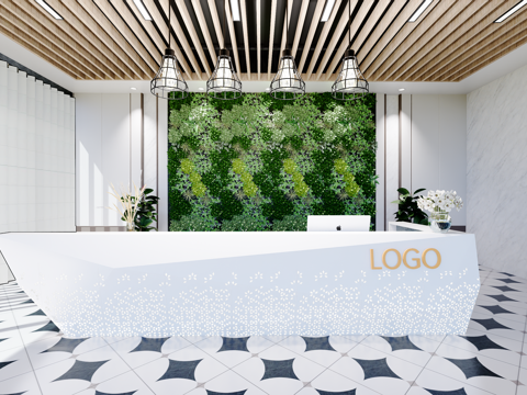  0042现代简约办公室前台接待台su模型 