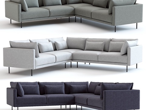  West Elm Halsey L型组合沙发3d模型 