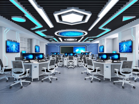  现代智慧教室3d模型 