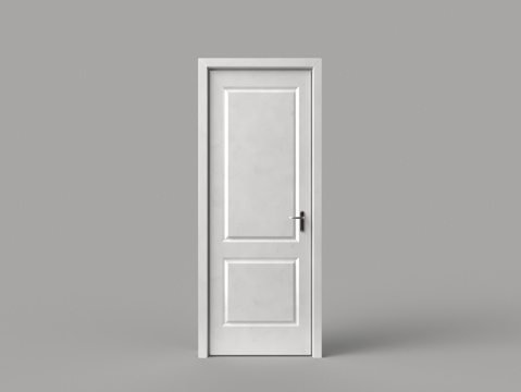  现代白色漆木卧室门3d模型 