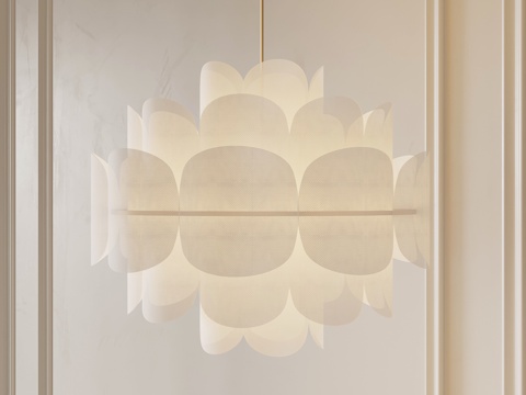 法式奶油风吊灯 花瓣吊灯su模型