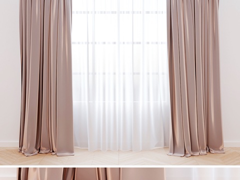  丝绸窗帘3d模型 