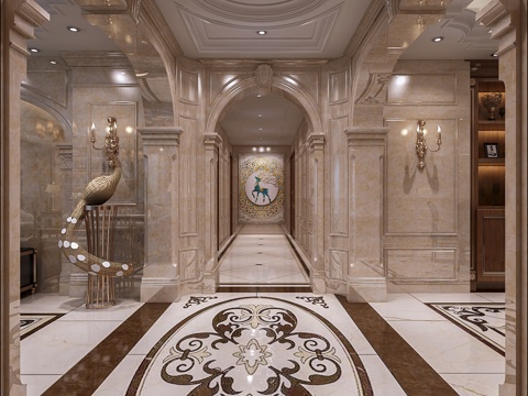  欧式拱形门洞过道3d模型 