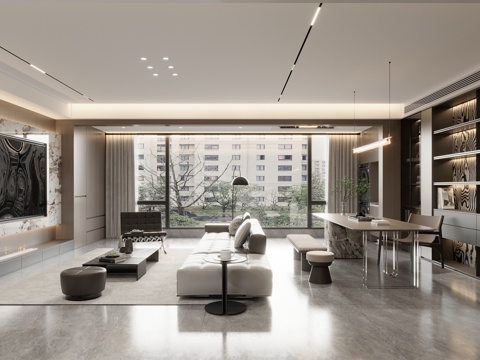  现代意式客餐厅3d模型 