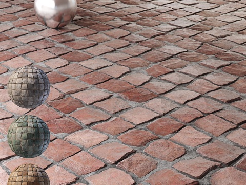  现代铺路石 路面砖3d模型 