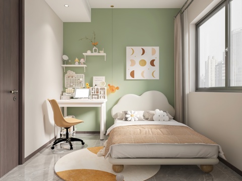  现代儿童房 书桌3d模型 