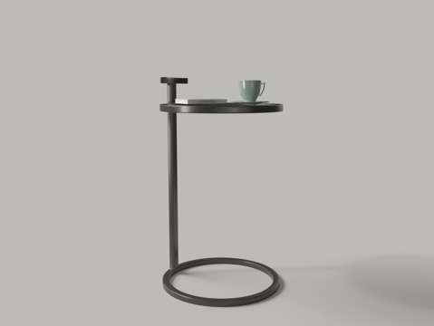  现代黑色木圆几3d模型3d模型 