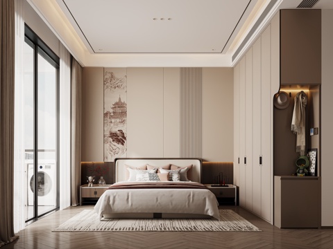  中式卧室3d模型 