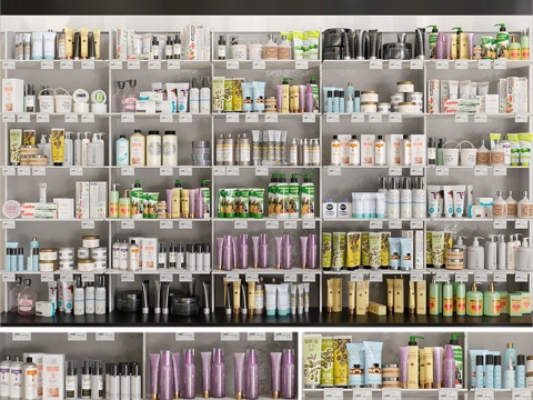  药房大型化妆品展示柜 3. Bea3d模型 