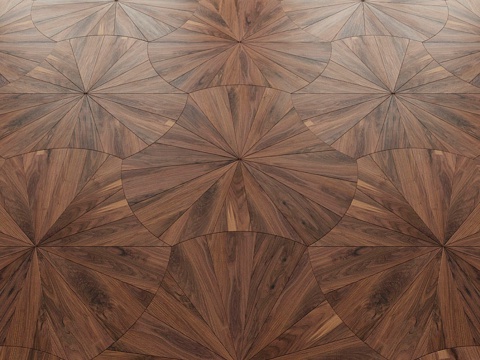  金叶木地板，扇形3d模型 