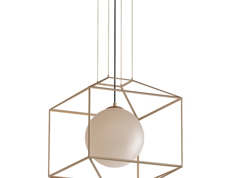  剪影单灯金箔吊灯3d模型 