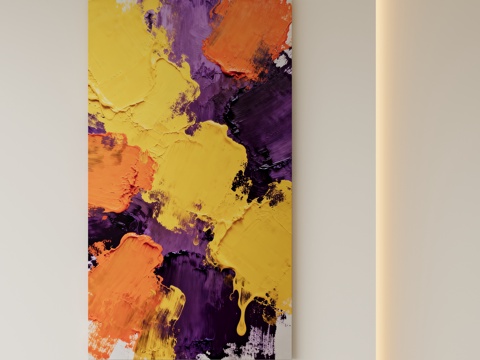  现代抽象油画装饰画su模型 