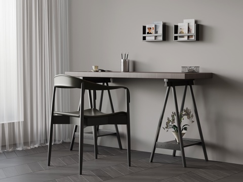 意式书桌椅su模型