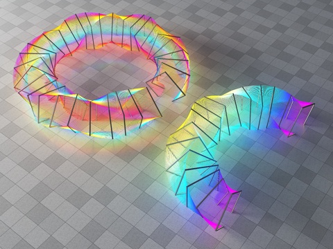  网红廊架 异形廊架 扭曲廊架 彩色廊架 景观廊架 现代廊架3d模型 