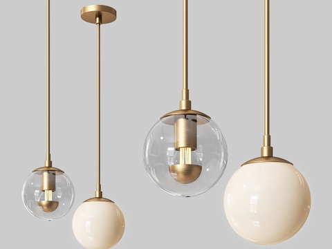  Modo Mono黄铜与透明玻璃吊灯3d模型 