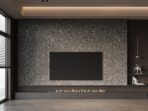 意式背景墙 电视背景墙su模型