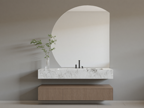 现代浴室柜洗手台su模型