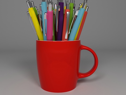  文具马克杯3d模型 