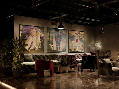  台球室 台球厅 娱乐空间 商业空间 俱乐部3d模型 