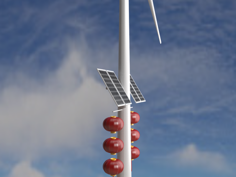  风能发电路灯太阳能灯笼3d模型 