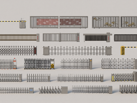  户外大门电动闸门su模型 