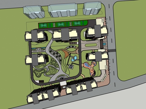  住宅景观 新中式  景观设计   毕业设计 风景园林su模型 