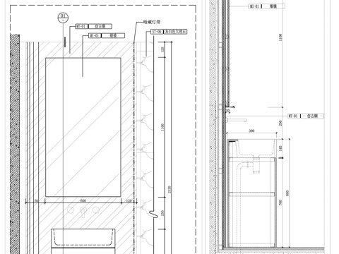  洗手台 单盆洗手台 卫浴镜子 卫浴节点cad施工图 