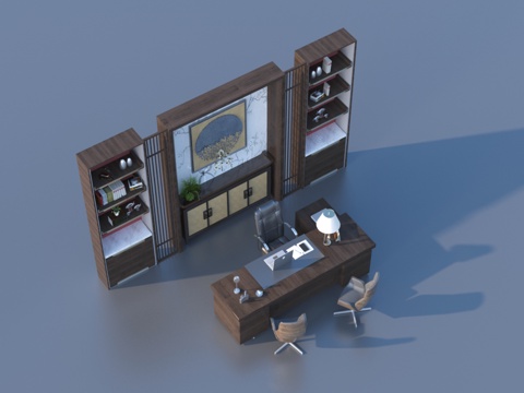 茶桌椅 办公桌椅 办公桌3d模型 