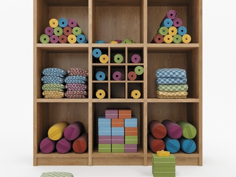  瑜伽室用品清单3d模型 