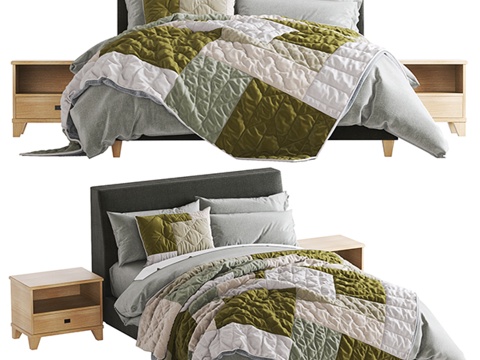  Riley软包床3d模型 