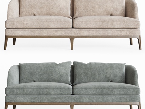  Crate & Barrel 塞舌尔木饰边沙发3d模型 