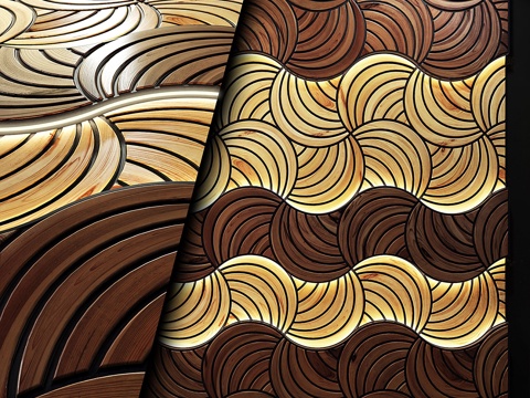  装饰品，带灯木质3D壁板3d模型 