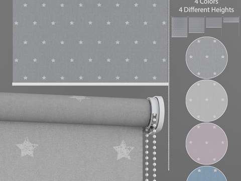  四色星纹卷帘套装13d模型 